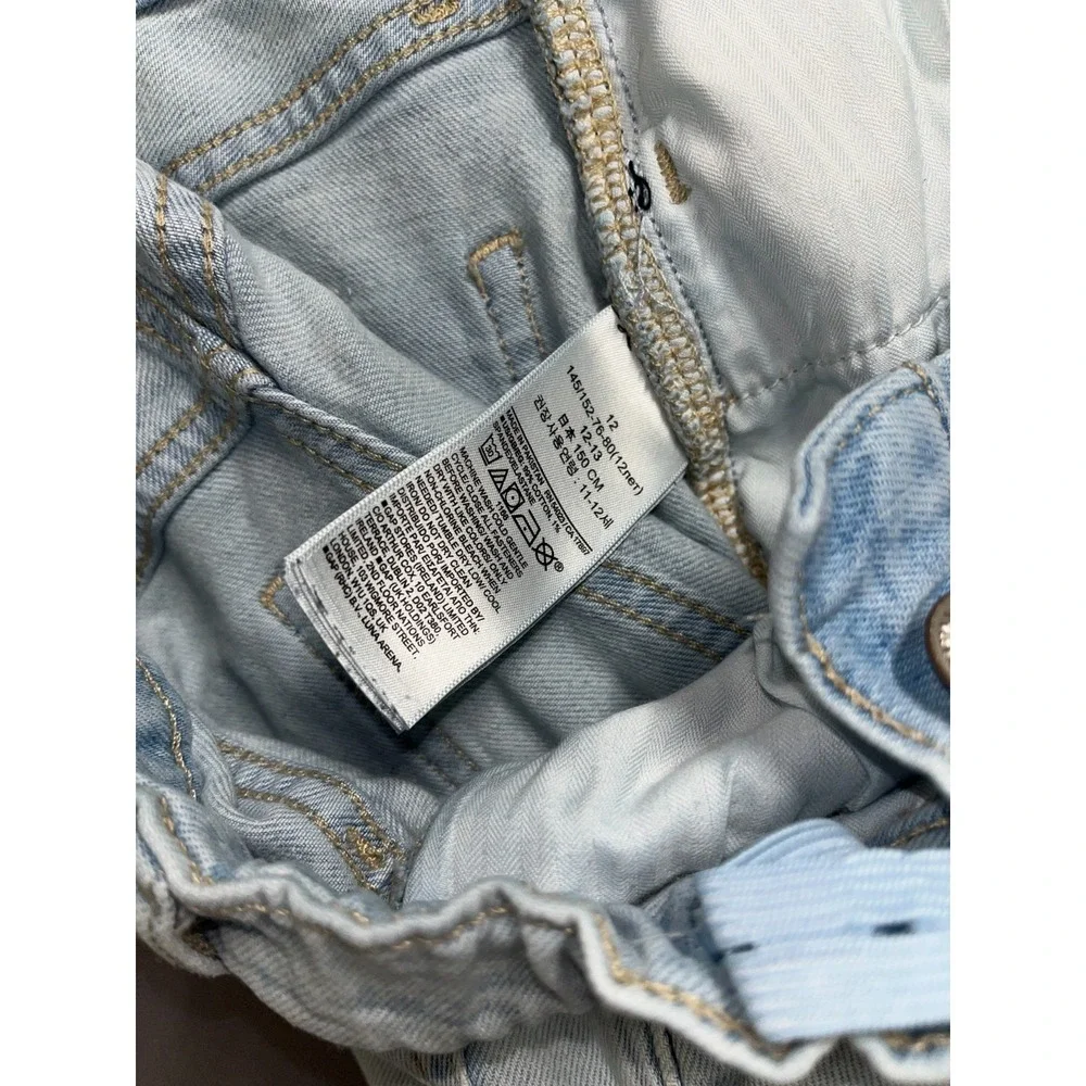 Gap‎ Denim Mom Jeans Girls 12 Blue Light Wash Skinny Leg Distressed Outdoor